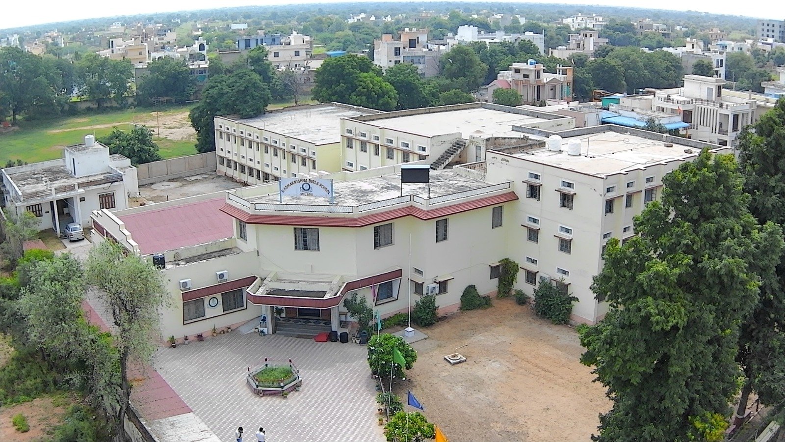Aerial view of Radhakrishna Birla School campus in Pilani
